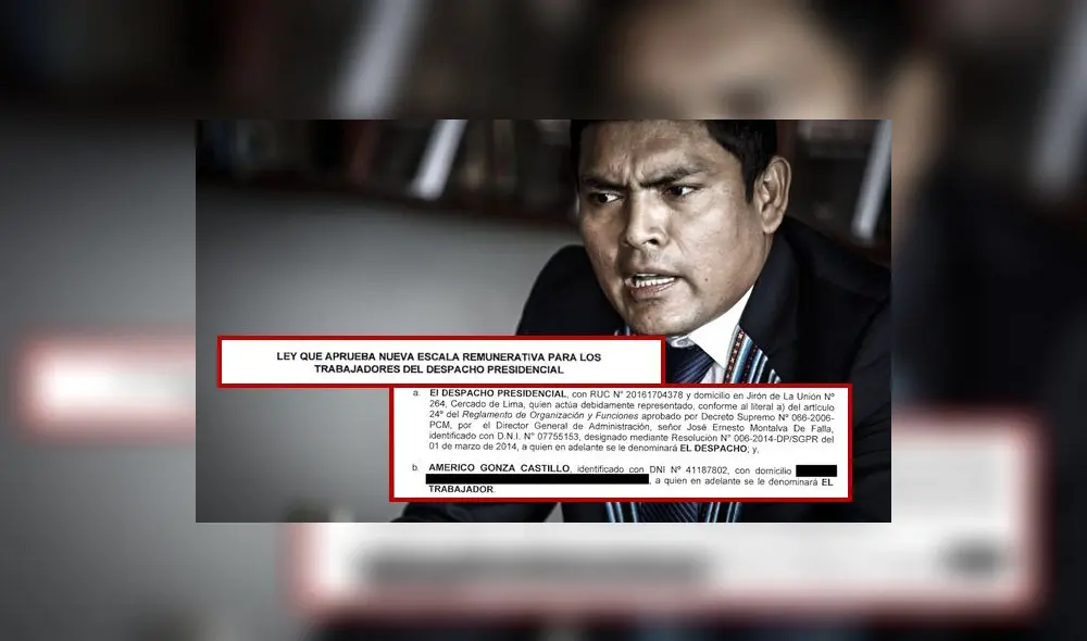 Américo Gonza impulsa una ley para mejorar los sueldos en el despacho presidencial, donde tiene una plaza a tiempo indefinido. (Foto composición: La República).