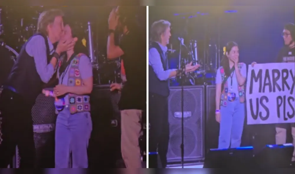 Romance total: Paul McCartney ayuda a pareja a comprometerse en pleno show en Lima. Foto: Composición LR/TikTok