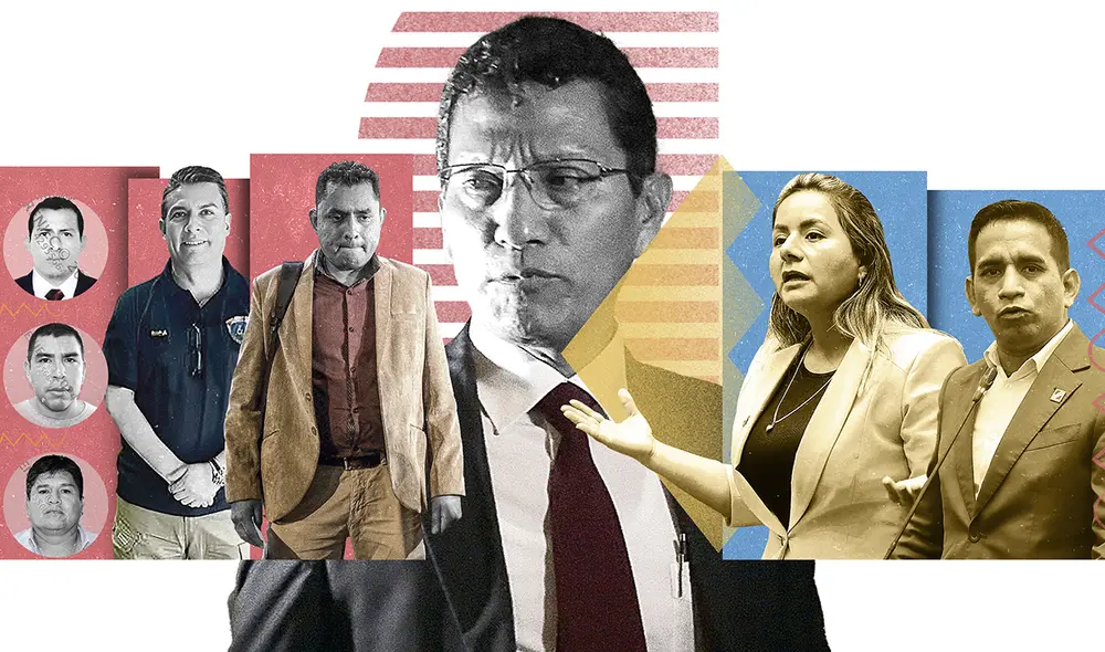 (1) capitán Gianmarco Duen̈as, (2) capitán Carlos Martínez, (3) Cmdte Jorge Garcia, ( 4) Crl Walter Lozano y el crl Harvey Colchado. Y los congresistas Tania Ramirez y Elvis Vergara. Foto: composición LR