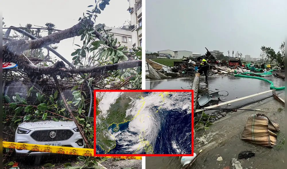 El tifón, que se formó en el océano Pacífico, trajo consigo ráfagas de viento que superan los 200 kilómetros por hora. Foto: Composición LR/AFP.