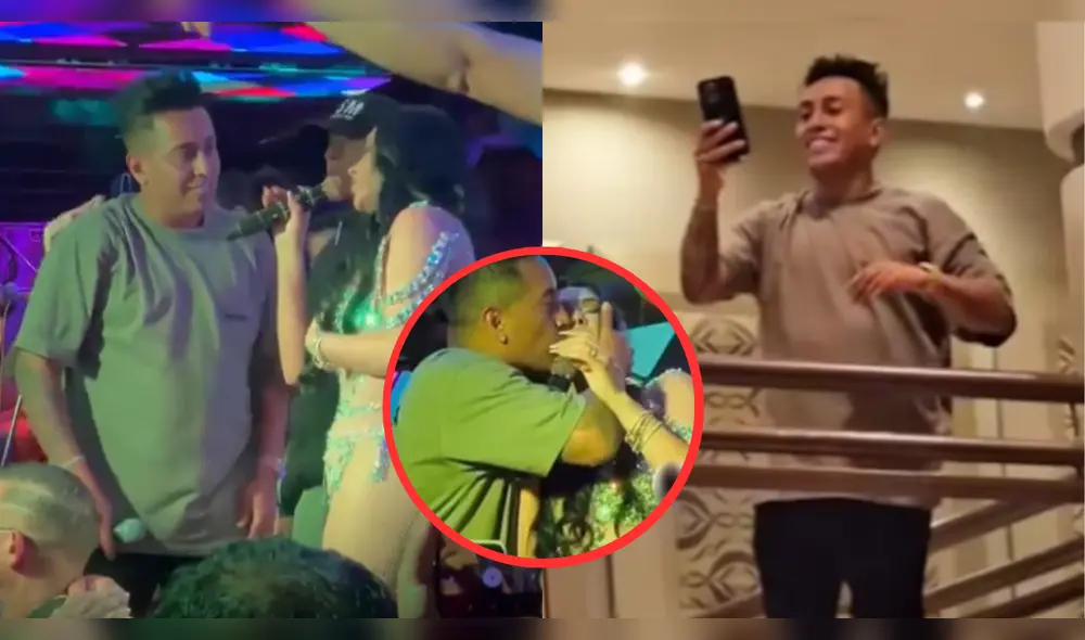 Christian Cueva sorprendió a todos al robarle un beso a Pamela Franco en el escenario. Foto: Composición LR/TikTok