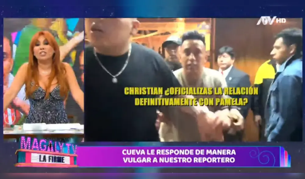 Christian Cueva fue abordado por un 'Urraco' de 'Magaly TV, la firme' después de haber besado a Pamela Franco, quien le preguntó si oficializaba su relación. Foto: Captura ATV Christian Cueva fue abordado por un 'Urraco' de 'Magaly TV, la firme' después de haber besado a Pamela Franco, quien le preguntó si oficializaba su relación. Foto: Captura ATV