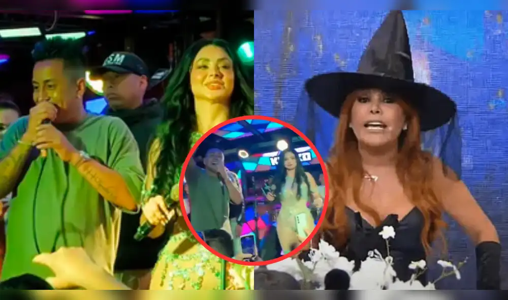 Christian Cueva envía un fuerte mensaje a Magaly Medina durante un concierto con Pamela Franco. Foto: Composición LR/ATV/TikTok