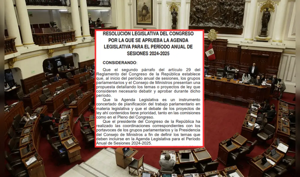 A través de una resolución publicada en El Peruano, el Congreso oficializó la agenda legislativa para periodo anual de sesiones 2024-2025.| Composición: La República. A través de una resolución publicada en El Peruano, el Congreso oficializó la agenda legislativa para periodo anual de sesiones 2024-2025.| Composición: La República.