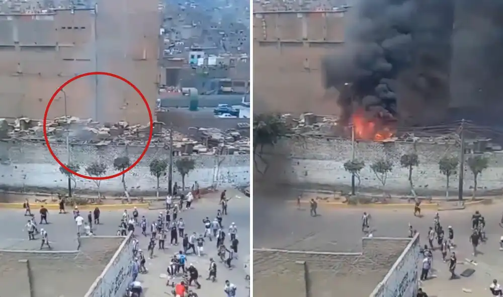 Incendio en La Victoria inició cuando barristas de equipos de fútbol iniciaron gresca. Foto: composición LR/difusión.