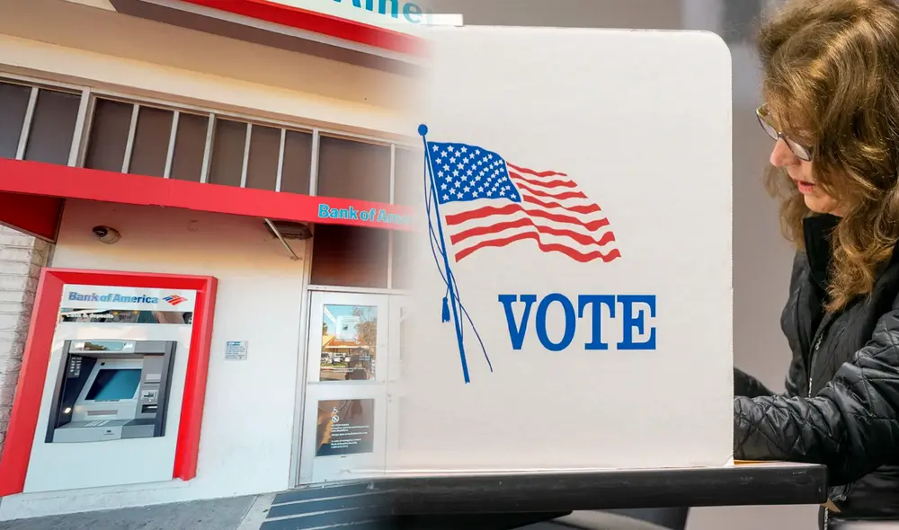 Durante las elecciones en Estados Unidos, muchos ciudadanos se preguntan si estarán abiertos los bancos. Foto: composición LR/Freepik/AFP