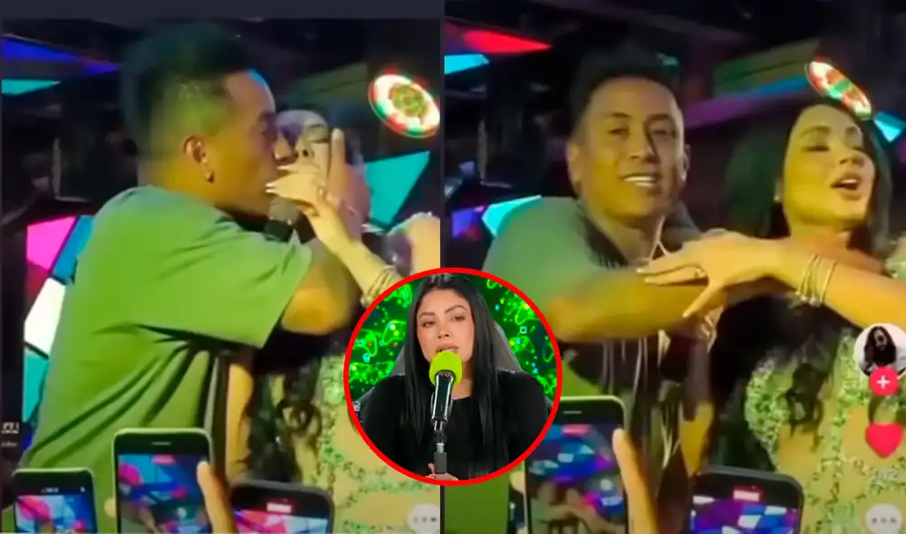 Christian Cueva agarró el rostro de Pamela Franco y le dio un beso ante la sorpresa de todos. Foto: Composición LR/TikTok.