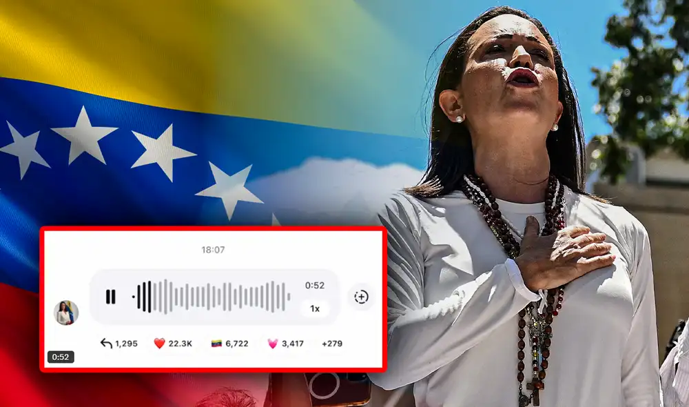 La líder opositora María Corina Machado habría enviado un mensaje de aliento a sus seguidores. Foto: Composición LR/AFP/Captura X. La líder opositora María Corina Machado habría enviado un mensaje de aliento a sus seguidores. Foto: Composición LR/AFP/Captura X.