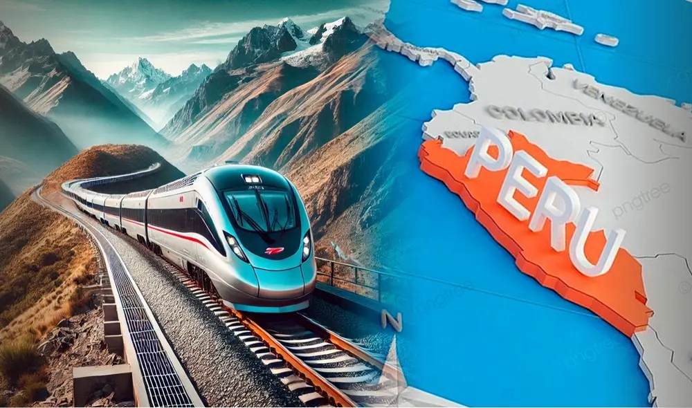 El tren eléctrico transcontinental que unirá 14 departamentos del Perú y casi toda Sudamérica: ¿qué se sabe de esta propuesta? Foto: composición LR / ChatGPT / Pngtree