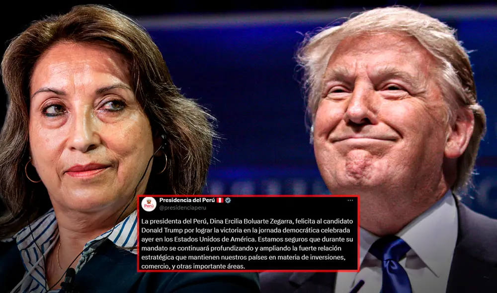 Dina Boluarte se pronunció sobre la asunción de Donald Trump como presidente de Estados Unidos. Foto: composición LR. Dina Boluarte se pronunció sobre la asunción de Donald Trump como presidente de Estados Unidos. Foto: composición LR.