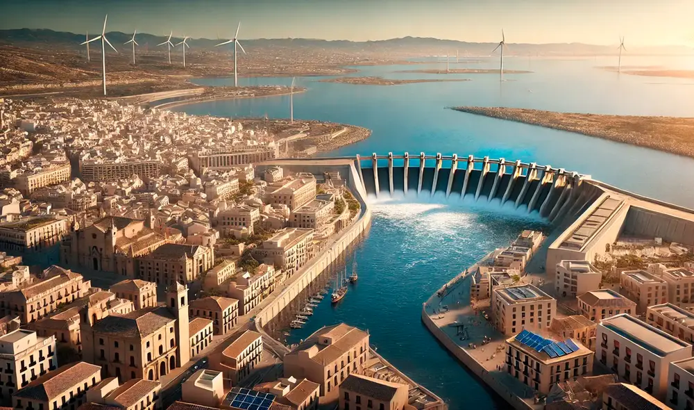 España construyó una obra de ingeniería faraónica de los años 50 que evitó una catástrofe mayor por la DANA. Foto: IA España construyó una obra de ingeniería faraónica de los años 50 que evitó una catástrofe mayor por la DANA. Foto: IA