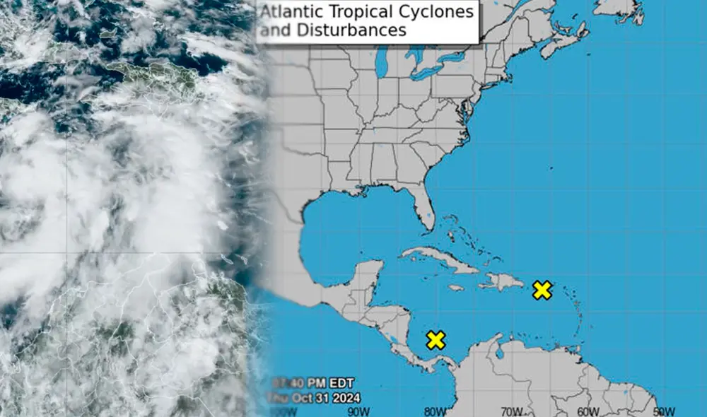 El Caribe occidental se encuentra en alerta por el Potencial Ciclón Tropical Dieciocho, que podría convertirse en la tormenta tropical Rafael en las próximas horas. Foto: composición LR/AFP.