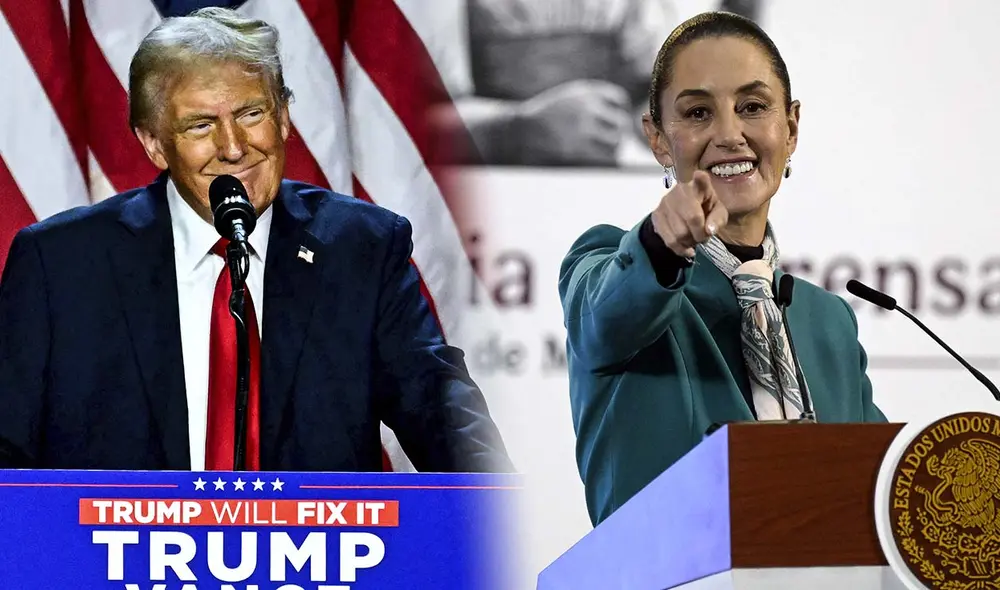 Claudia Sheinbaum Pardo, presidenta de México, confirmó una conversación telefónica con Donald Trump, presidente electo de EE. UU., tras su victoria en las elecciones del 5 de noviembre. Foto: composición LR/AFP