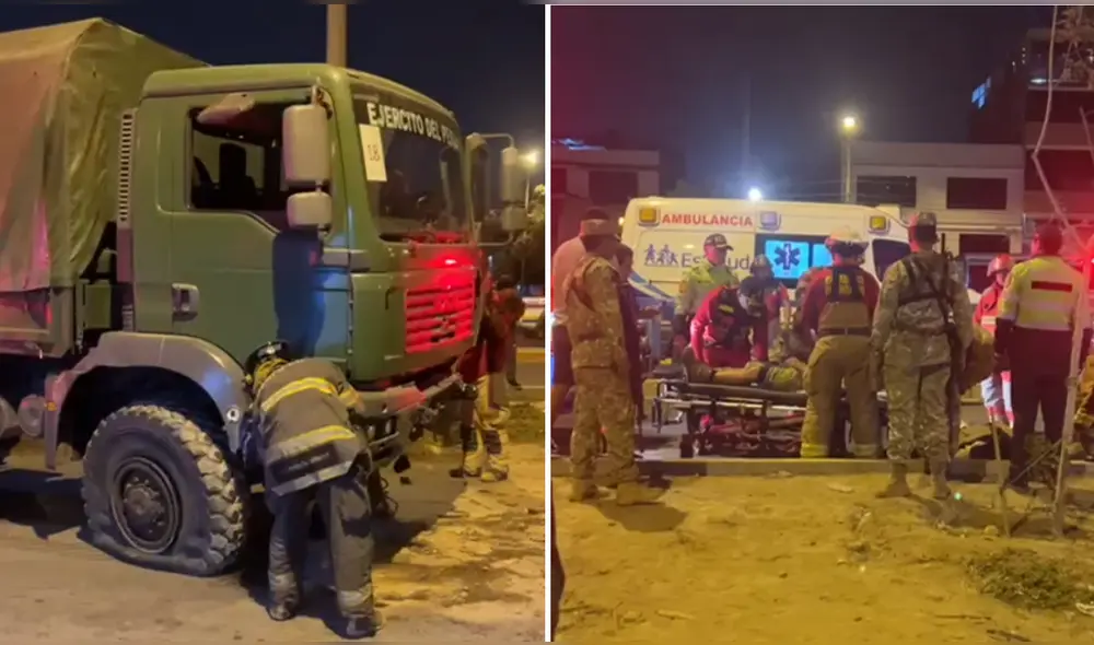 Bomberos salieron expulsados de camión luego de aparatoso choque. Foto: Difusión Bomberos salieron expulsados de camión luego de aparatoso choque. Foto: Difusión