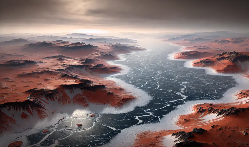 Se estima que en Marte había ríos subglaciales hace millones de años. Foto: IA / LR