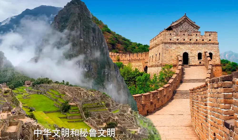 Machu Picchu y la Gran Muralla China. Foto: Composición LR/Captura/YouTube
