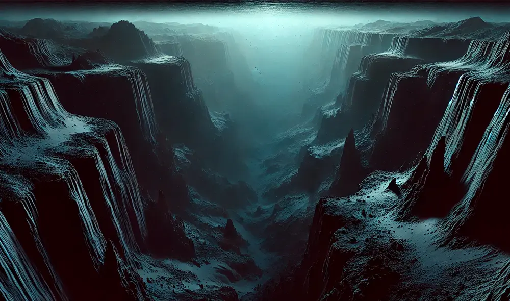 Con una profundidad máxima de 4.700 metros, el cañón de Avilés es considerado el cañón submarino más profundo del planeta. Foto: IA ChatGPT Con una profundidad máxima de 4.700 metros, el cañón de Avilés es considerado el cañón submarino más profundo del planeta. Foto: IA ChatGPT