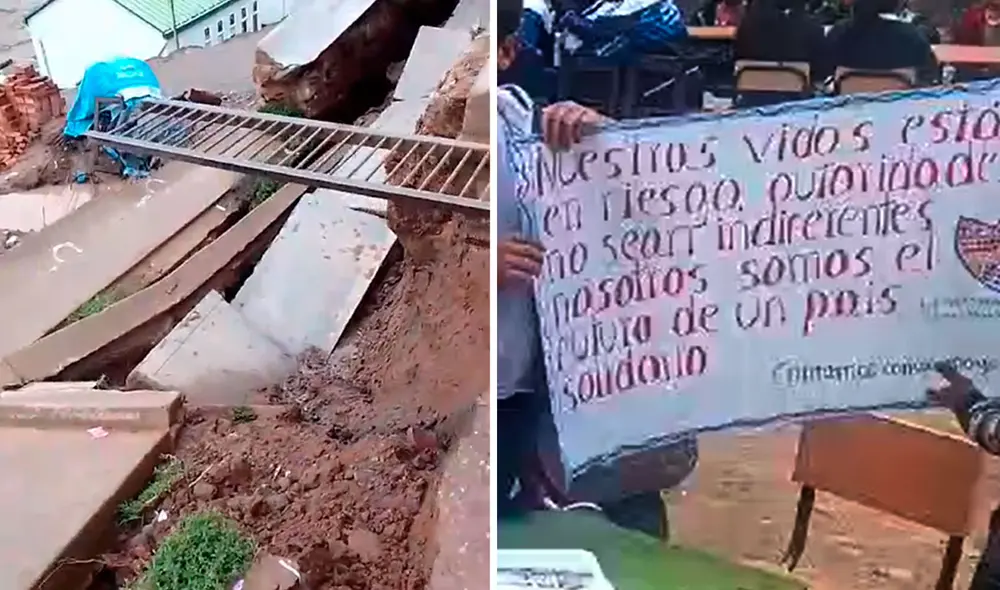 Los alumnos están expuestos al sol y a las lluvias porque no cuentan con aulas prefabricadas. Fotos: composición LR/Sergio Verde/LR