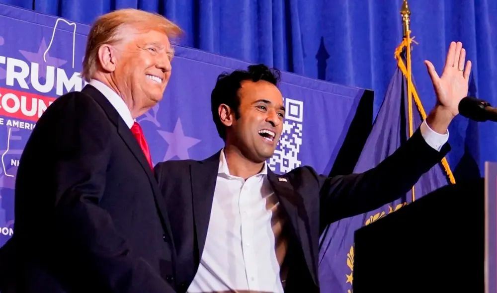 Vivek ha sido comparado con Donald Trump debido a su estilo directo y su postura crítica frente a temas de corrección política y regulación gubernamental. Foto: Firstpost Vivek ha sido comparado con Donald Trump debido a su estilo directo y su postura crítica frente a temas de corrección política y regulación gubernamental. Foto: Firstpost