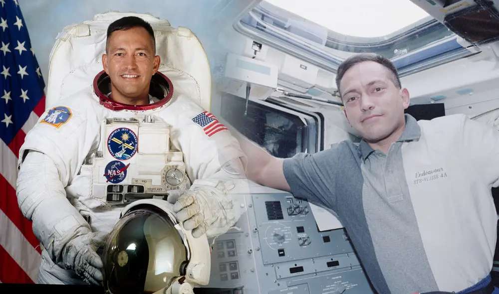 Carlos Noriega fue condecorado por la Fuerza Aérea del Perú por su viaje al espacio con la NASA. Foto: composición LR/Wikipedia/Difusión