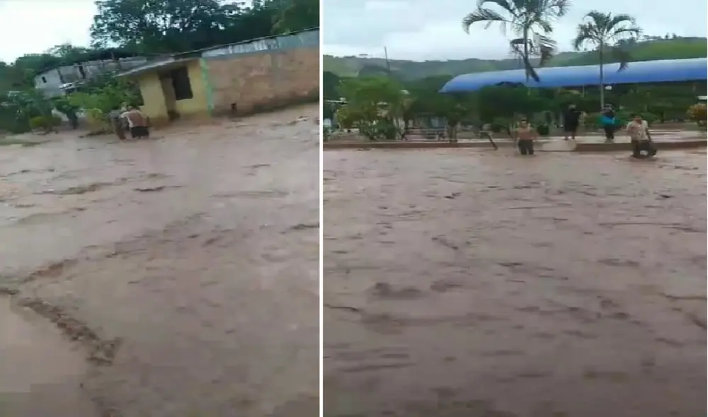 Viviendas y colegios quedaron inundados en San Martín. Foto: composición LR/Llori Ríos/red social Viviendas y colegios quedaron inundados en San Martín. Foto: composición LR/Llori Ríos/red social