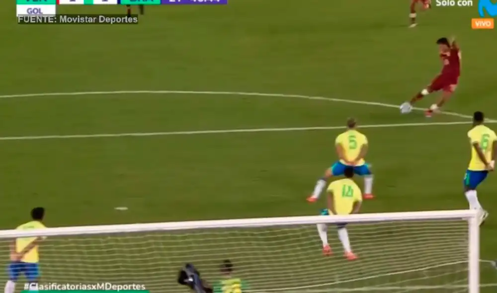 Venezuela empató ante Brasil apenas iniciado el segundo tiempo. Foto: captura de Movistar Deportes