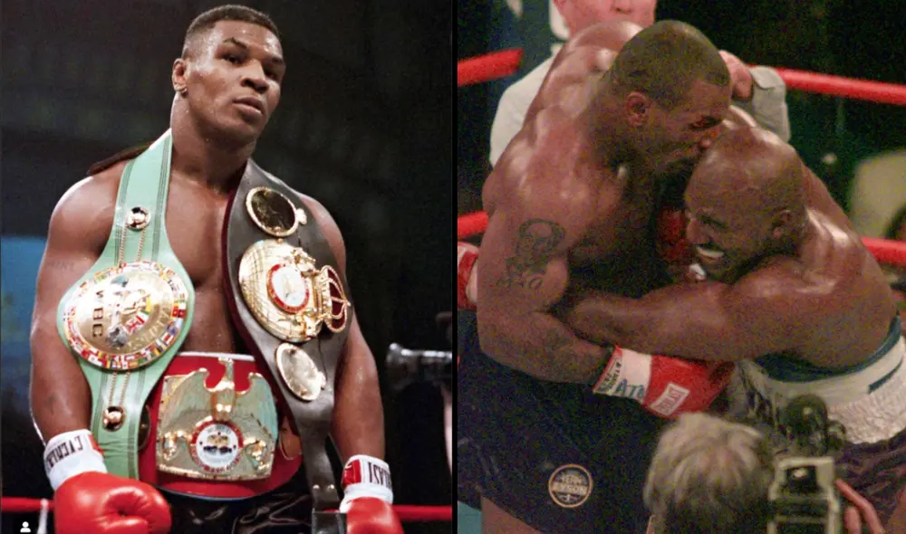 Durante la revancha entre Tyson y Holyfield, la frustración de 'Iron Mike' lo llevó a morder la oreja de su oponente. Foto: composición LR/ difusión