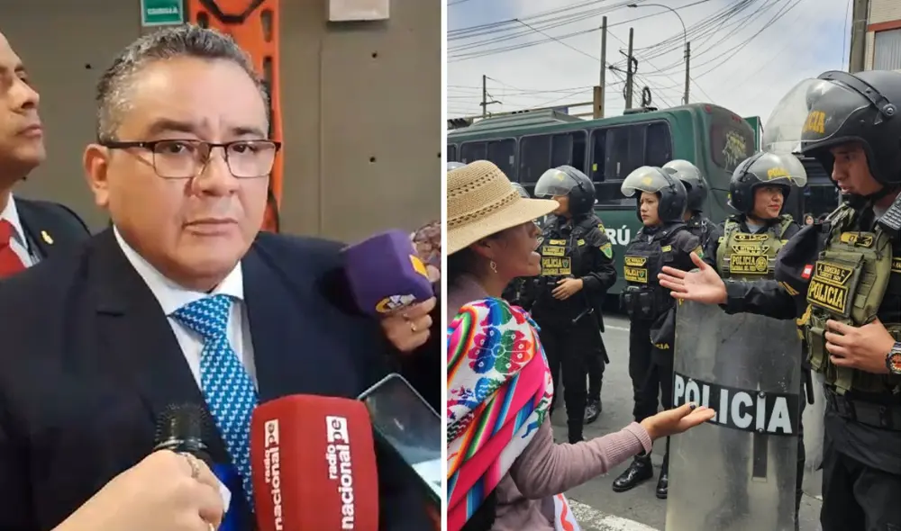 Santiváñez avaló abuso policial durante las manifestaciones. Foto: composición LR Santiváñez avaló abuso policial durante las manifestaciones. Foto: composición LR