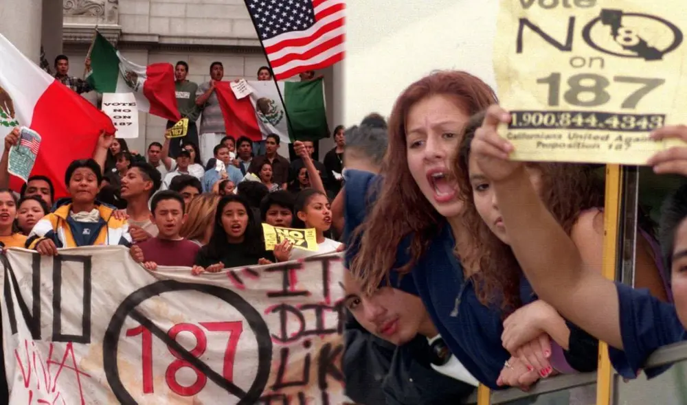 El 9 de noviembre de 1994, California aprobó la controvertida Proposición 187, que limitaba el acceso de inmigrantes indocumentados a servicios públicos esenciales en medio de una recesión económica. Foto: Los Angeles Times