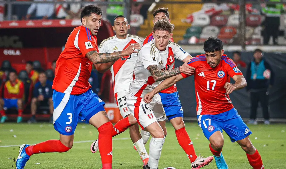Perú tiene 6 puntos en la tabla de posiciones, mientras que Chile cuenta con apenas 5 unidades. Foto: FPF