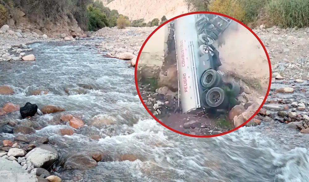 Autoridades realizan las diligencias del caso para evitar que el derrame del combustible afecte al río Tumilaca/Composición LR/Foto: Canal N Autoridades realizan las diligencias del caso para evitar que el derrame del combustible afecte al río Tumilaca/Composición LR/Foto: Canal N