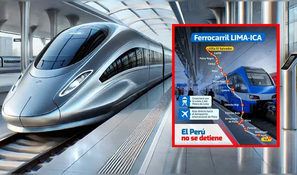 El tren Lima a Ica incluirá estaciones con diseños arquitectónicos singulares y buscará impulsar el desarrollo regional y la generación de empleo. Foto: composición LR/IA/MTC