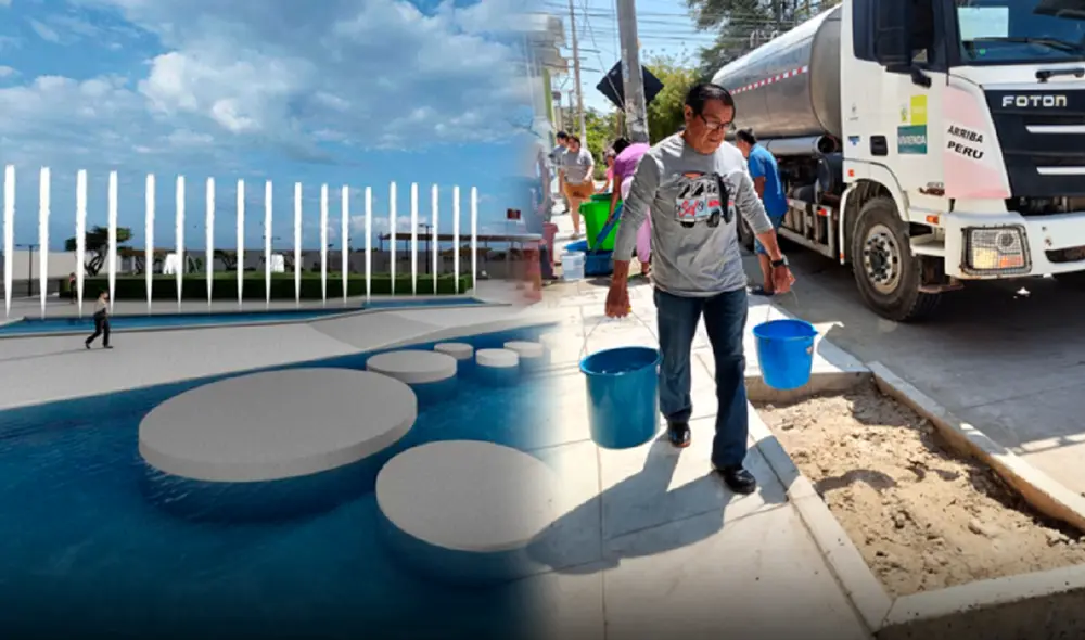 Piuranos padecen por el servicio de agua potable y proyecto del Parque de las Aguas culmina en diciembre. Foto: composición de Ariana Espinoza/Maribel Mendo URPI- LR/difusión Piuranos padecen por el servicio de agua potable y proyecto del Parque de las Aguas culmina en diciembre. Foto: composición de Ariana Espinoza/Maribel Mendo URPI- LR/difusión