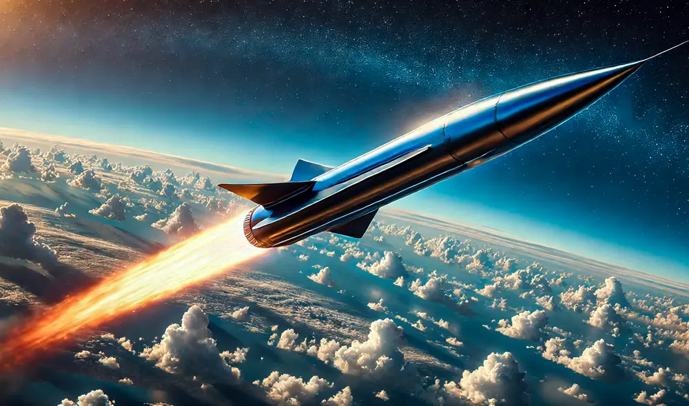 Su diseño le permite planear en las capas densas de la atmósfera, evadiendo sistemas de defensa y alcanzando objetivos intercontinentales. Foto: IA/La República. Su diseño le permite planear en las capas densas de la atmósfera, evadiendo sistemas de defensa y alcanzando objetivos intercontinentales. Foto: IA/La República.