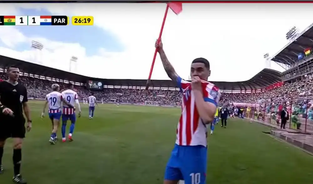 Miguel Almirón convirtió el empate de Paraguay ante Bolivia en la ciudad de El Alto. Foto: captura/Latina Deportes