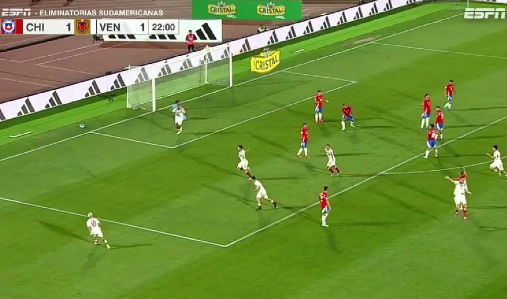 Rubén Ramírez convirtió el 2-1 de Venezuela sobre Chile. Foto: captura/ESPN