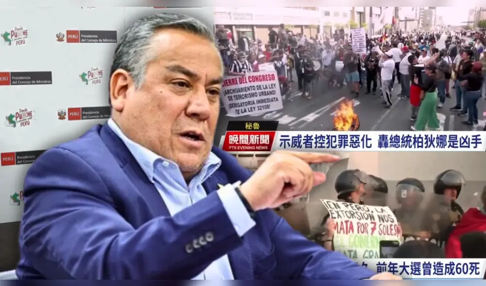 Adrianzén minimizó protestas en Perú durante la APEC 2024, pese a que fueron reportadas por medios internacionales. | Composición LR.