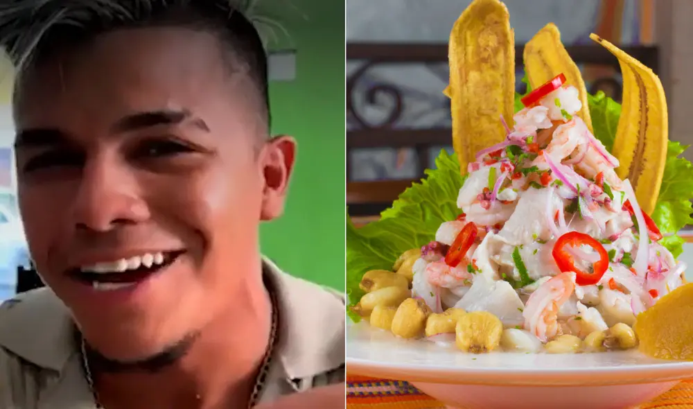 Extranjero quedó sorprendido al ver que el ceviche peruano no lleva tomate. Foto: composición LR/ TikTok