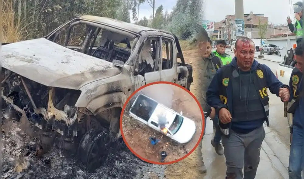 Agentes heridos durante ataque de mineros ilegales en La Libertad. Foto: composición LR/Claudia Beltrán/PNP Agentes heridos durante ataque de mineros ilegales en La Libertad. Foto: composición LR/Claudia Beltrán/PNP