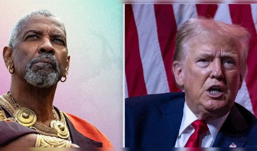 Denzel Washington y Donald Trump. El ganador del Oscar da qué hablar con personaje en Gladiator II. Foto: Composición LR