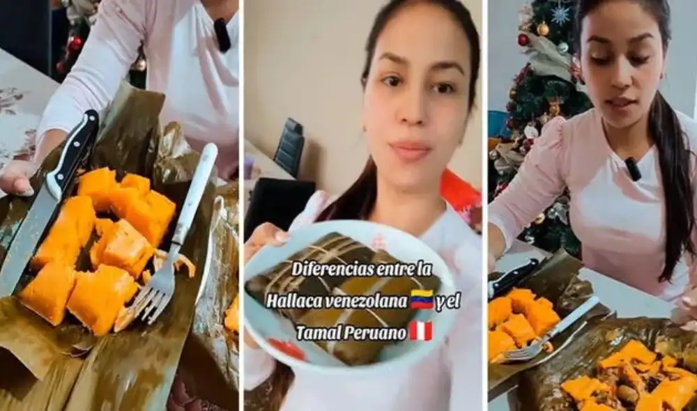 La venezolana destaca las diferencias entre el tamal peruano y la hallaca venezolano. Foto: composición LR/TikTok La venezolana destaca las diferencias entre el tamal peruano y la hallaca venezolano. Foto: composición LR/TikTok