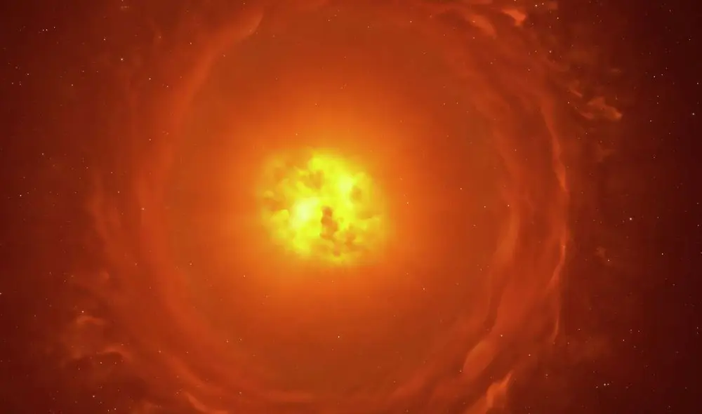 La estrella se ubica en la Gran Nube de Magallanes (Imagen de reconstrucción artística). Foto: ESO/L. Calçada La estrella se ubica en la Gran Nube de Magallanes (Imagen de reconstrucción artística). Foto: ESO/L. Calçada