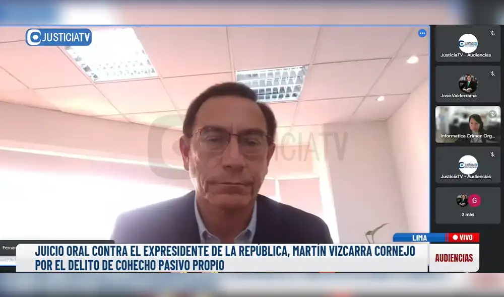 Martín Vizcarra durante audiencia en su contra de este lunes 25 de noviembre. | Foto: Justicia TV.