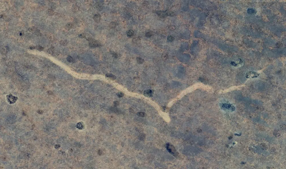 La marca fue visible durante meses desde imágenes satelitales. Foto: Google Earth