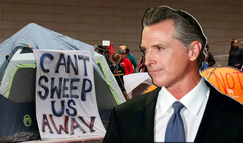 Gavin Newsom evalúa dar beneficios a personas sin hogar. Foto: composición LR/ CNN