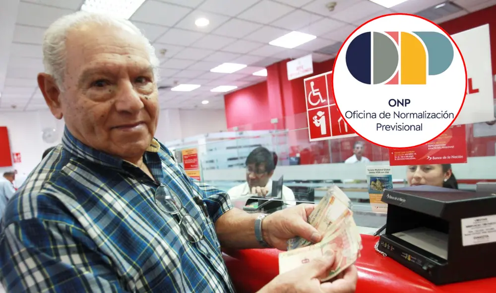 Adulto mayor cobrando su pensión y logo de la ONP. Foto: composición LR/Andina/ONP Adulto mayor cobrando su pensión y logo de la ONP. Foto: composición LR/Andina/ONP