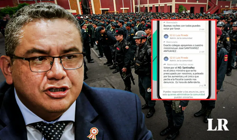 Envían encuestas por WhatsApp solicitando votar a favor por el ministro Santiváñez. Foto: Composición LR