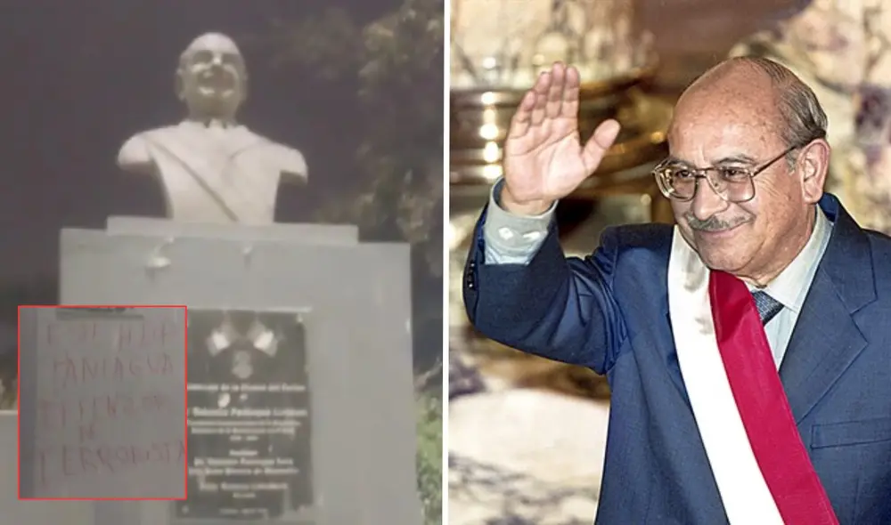 El grupo violentista atacó busto de Valentín Paniagua por haber creado la CVR. Foto: composición LR El grupo violentista atacó busto de Valentín Paniagua por haber creado la CVR. Foto: composición LR