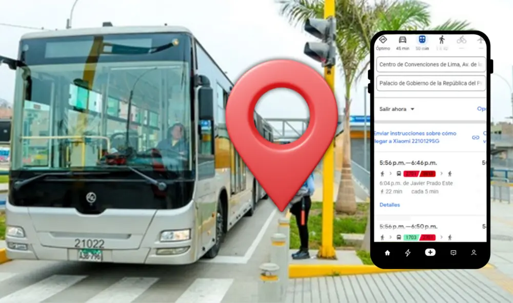 Google Maps ha incluido una función nativa que permite a los usuarios visualizar rutas de transporte público de manera precisa. Foto: Composición LR | Transporte Sostenible | Captura.