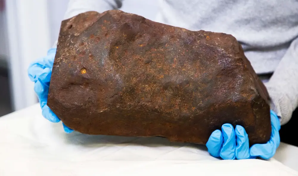 David Hole conservó durante años la roca de 17 kilos creyendo que era oro, pero resultó ser un objeto extremadamente raro, descubierto por geólogos del Museo de Melbourne. Foto: Museum Victoria